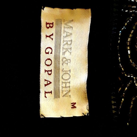 Holiday Black and Silver Beaded Halter Top Vintage Size Medium - Picture 8 of 8